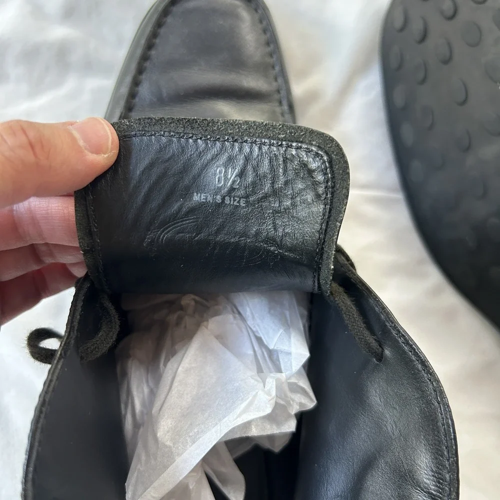 Tod's Boots Men US 8.5 Black Leather Smooth Ankle Chukka Boot Bootie Shoes Italy
